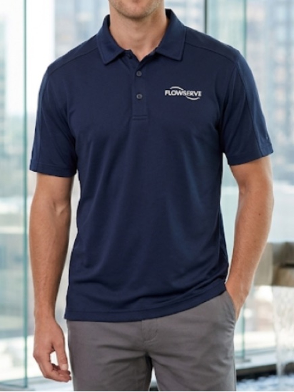 Man’s Cutter & Buck Blue Polo Shirt with Classic Collar.